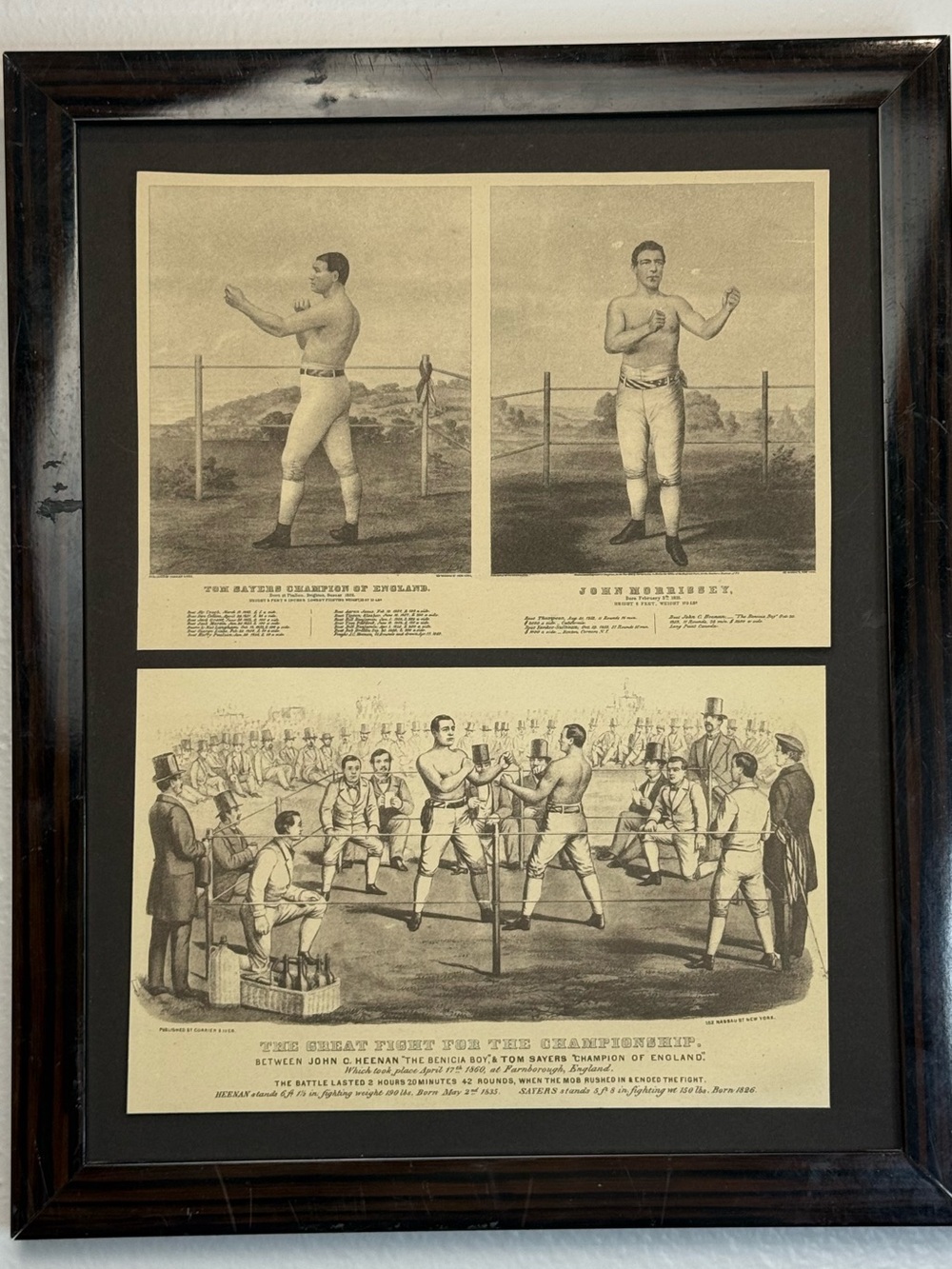 1880s 
John C. Heenan vs Tom Ryan 
boxing advertisement 12”x16”